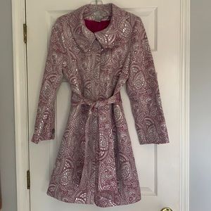 Pink, white and metallic silver dress coat, EUC